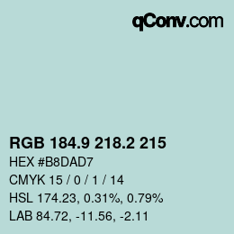 カラーコード: RGB 184.9 218.2 215 | qconv.com