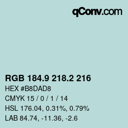 カラーコード: RGB 184.9 218.2 216 | qconv.com