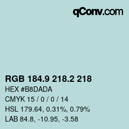 カラーコード: RGB 184.9 218.2 218 | qconv.com