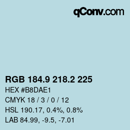 Color code: RGB 184.9 218.2 225 | qconv.com