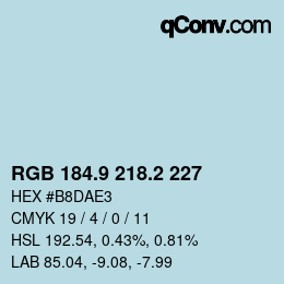 Color code: RGB 184.9 218.2 227 | qconv.com