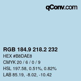 Color code: RGB 184.9 218.2 232 | qconv.com