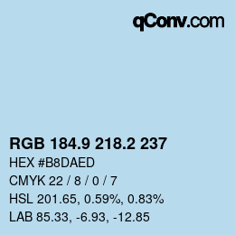 Color code: RGB 184.9 218.2 237 | qconv.com