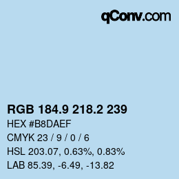 Color code: RGB 184.9 218.2 239 | qconv.com