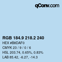 Color code: RGB 184.9 218.2 240 | qconv.com