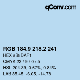 Color code: RGB 184.9 218.2 241 | qconv.com