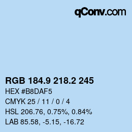 Color code: RGB 184.9 218.2 245 | qconv.com