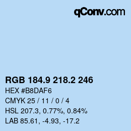 Color code: RGB 184.9 218.2 246 | qconv.com