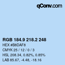 Color code: RGB 184.9 218.2 248 | qconv.com