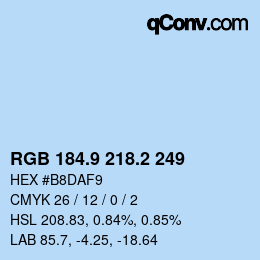 Farbcode: RGB 184.9 218.2 249 | qconv.com