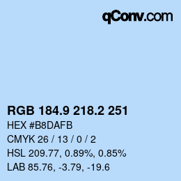 カラーコード: RGB 184.9 218.2 251 | qconv.com