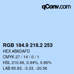 Color code: RGB 184.9 218.2 253 | qconv.com
