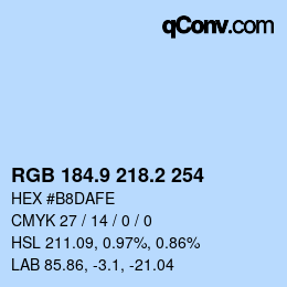 Color code: RGB 184.9 218.2 254 | qconv.com