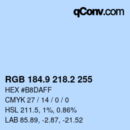 Color code: RGB 184.9 218.2 255 | qconv.com