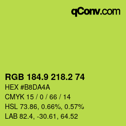 カラーコード: RGB 184.9 218.2 74 | qconv.com