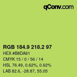 カラーコード: RGB 184.9 218.2 97 | qconv.com