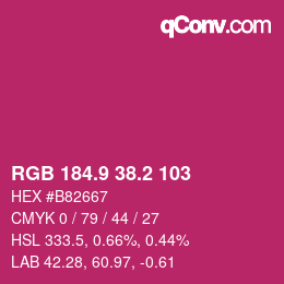 カラーコード: RGB 184.9 38.2 103 | qconv.com