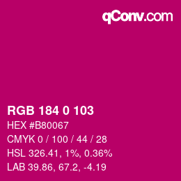 カラーコード: RGB 184 0 103 | qconv.com