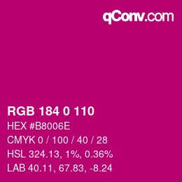 颜色代码: RGB 184 0 110 | qconv.com