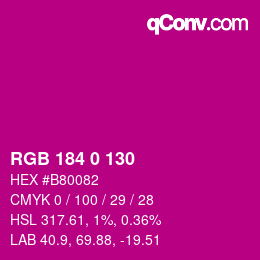 カラーコード: RGB 184 0 130 | qconv.com
