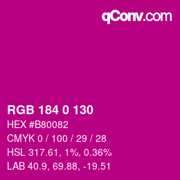 カラーコード: RGB 184 0 130 | qconv.com - big