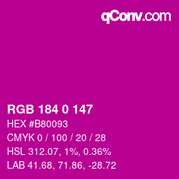 Farbcode: RGB 184 0 147 | qconv.com