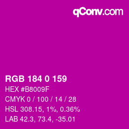 颜色代码: RGB 184 0 159 | qconv.com