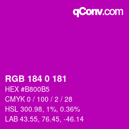 Color code: RGB 184 0 181 | qconv.com