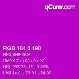 Color code: RGB 184 0 198 | qconv.com