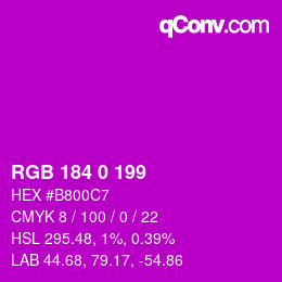 Color code: RGB 184 0 199 | qconv.com