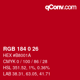 Color code: RGB 184 0 26 | qconv.com