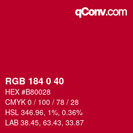 Color code: RGB 184 0 40 | qconv.com