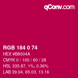 颜色代码: RGB 184 0 74 | qconv.com
