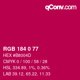 颜色代码: RGB 184 0 77 | qconv.com