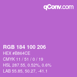 颜色代码: RGB 184 100 206 | qconv.com