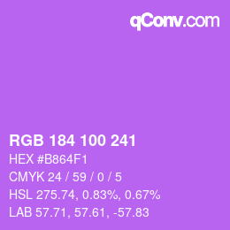 Color code: RGB 184 100 241 | qconv.com