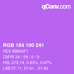 Color code: RGB 184 100 241 | qconv.com