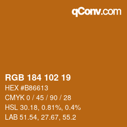 Color code: RGB 184 102 19 | qconv.com