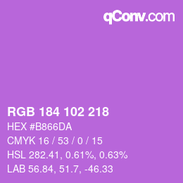 Color code: RGB 184 102 218 | qconv.com