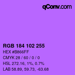 Color code: RGB 184 102 255 | qconv.com