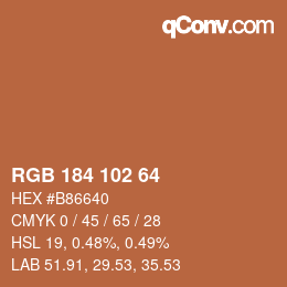 カラーコード: RGB 184 102 64 | qconv.com