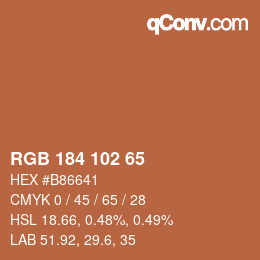 Color code: RGB 184 102 65 | qconv.com