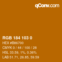 Color code: RGB 184 103 0 | qconv.com