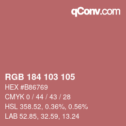 カラーコード: RGB 184 103 105 | qconv.com