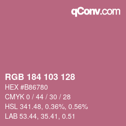 Color code: RGB 184 103 128 | qconv.com