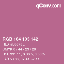 カラーコード: RGB 184 103 142 | qconv.com