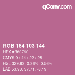 Color code: RGB 184 103 144 | qconv.com