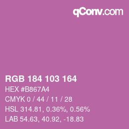 カラーコード: RGB 184 103 164 | qconv.com