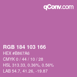 Color code: RGB 184 103 166 | qconv.com