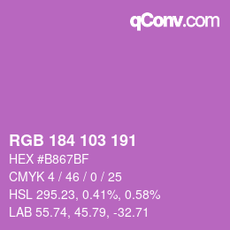 カラーコード: RGB 184 103 191 | qconv.com